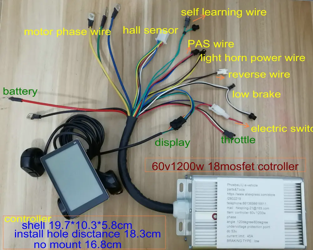 ЖК дисплей Display24v36v48v60v & регулятор вентильного двигателя 400w 1200w для электрический