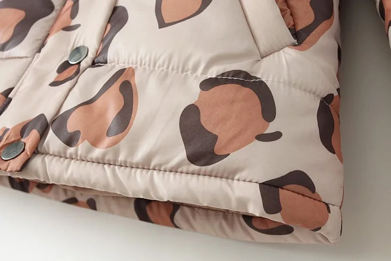 2017 Зимняя Мода Леопарда Женщин Куртка Молнии Мягкий Дамы короткий Тонкий