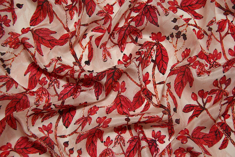 

New wide-format inkjet crepe de chine silk fabric 12mm floral dress t-shirt shirt silk fabric wholesale silk cloth