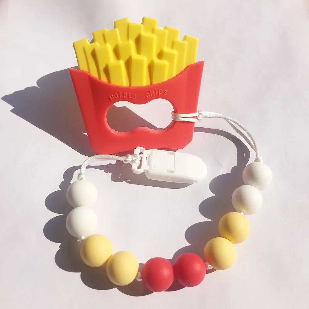 Potato Chips Teether Pacifier Clip BPA Free Silicone Pendant Clips for baby toys | Украшения и аксессуары
