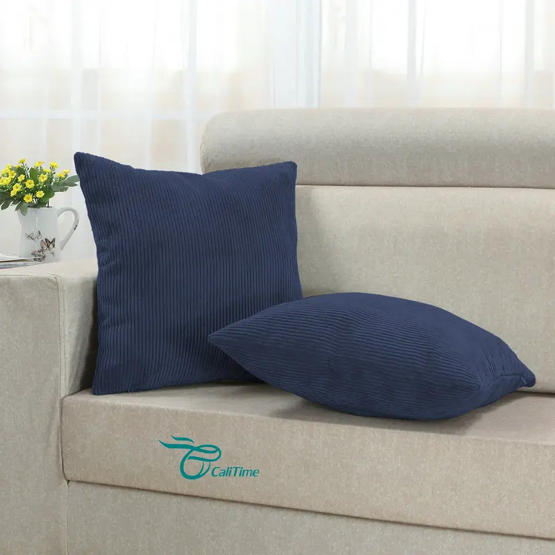 2 шт. квадратная наволочка CaliTime наволочки вельветовые в полоску сверхмягкий