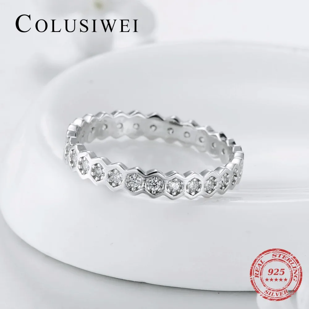 COLUSIWEI,, твердые 925 Серебряные кольца для мужчин и женщин, дизайн, модные обручальные кольца, прозрачные CZ обручальные кольца в подарок