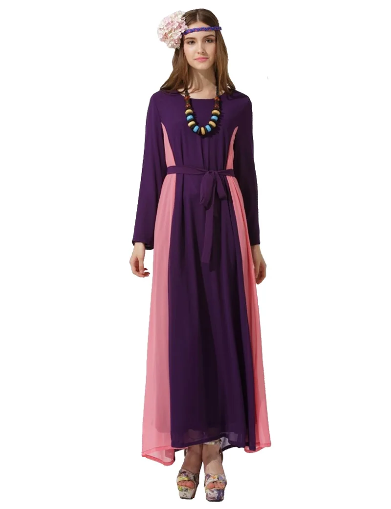 Модные летние женские шифоновые цветные мусульманское исламское платье Абая