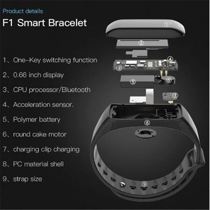 Смарт браслет Bluetooth F1 спортивный с шагомером PK M2 M4 ID107 ID115 K1 M3 B3 2020|Смарт-браслеты| |