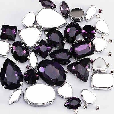 Dark Purple Темно-фиолетовые Свободные Стразы с плоской задней частью для одежды Diy Разноцветные декоративные стразы смешанной формы с когтями S049 - Цвет: Dark Purple