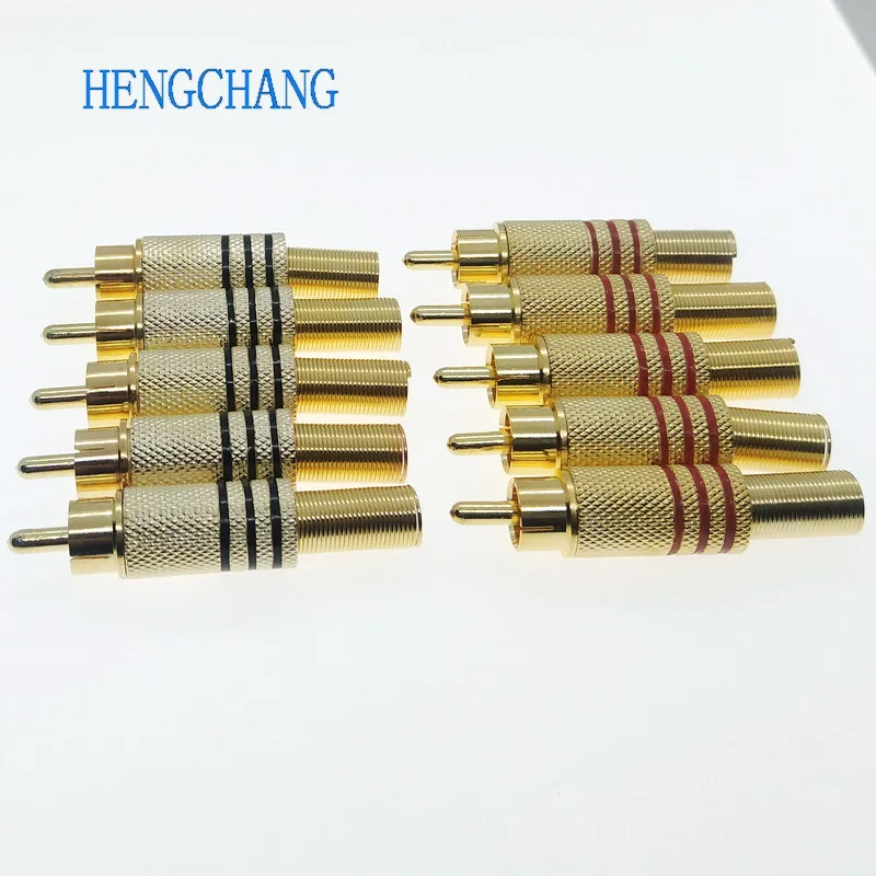 10Pcs Gold Plated weldless RCA Plug for Audio video Male Connector With Spring Cable Protector | Электроника