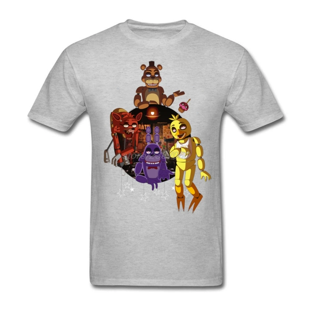 FNAF банда одежда для подростков натуральный хлопок модные рубашки онлайн натуральный хлопок для мужчин костюм футболки - Цвет: Серый