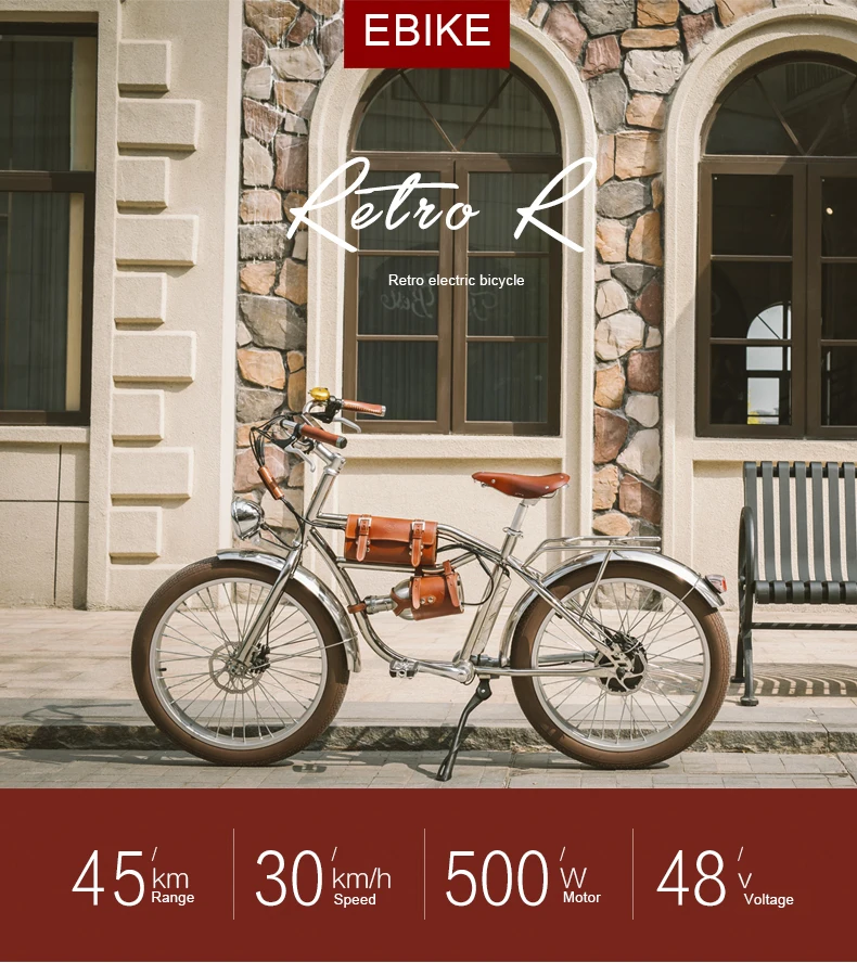 26 дюймов fat ebike ретро Электрический велосипед 48V500W высокоскоростной мотор 26*3,0 fat шины городской электровелосипед литиевая батарея кожаный велосипед
