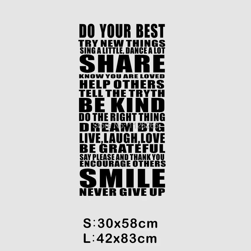 Do Your Best Try New Things Inspiring Quotes Vinyl Wall Decor Sticker for Living Room or Office | Дом и сад