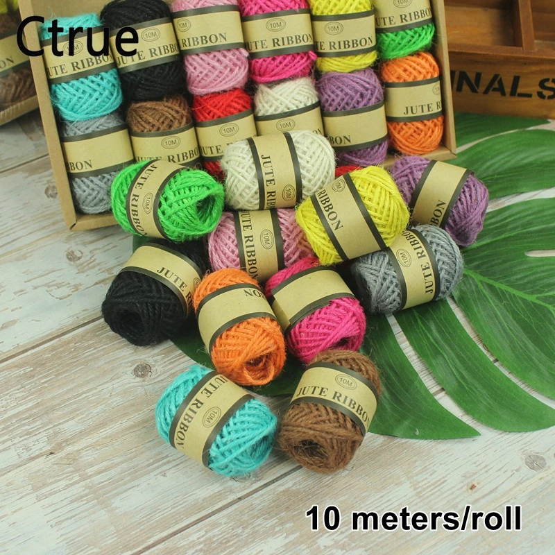 Colorful Jute Twine Natural Rope DIY Rustic Tags Wrap vintage wedding decoration Kindergarten Craft Burlap Gift Packaging | Дом и сад