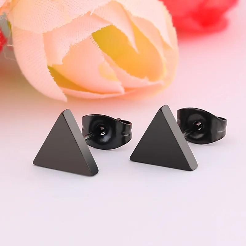 

FENGLI 3 Star Earrings Black Color Triangle Stainless Steel Earrings Punk Stud Earrings 2019 Earings For Women Jewelry oorbellen