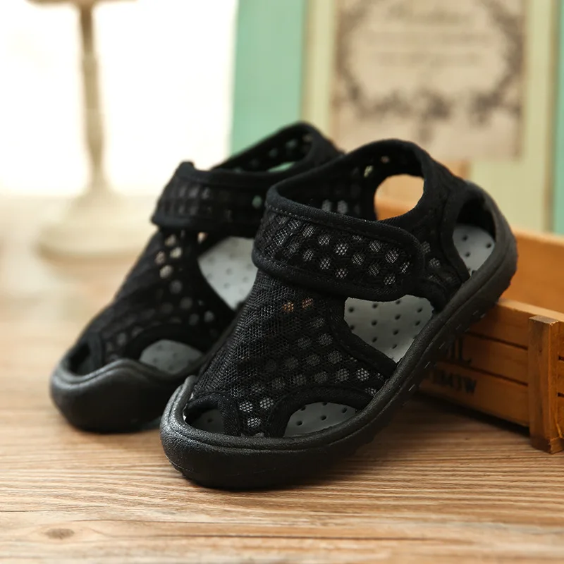 Летняя обувь для мальчиков и девочек сетчатая ткань детские школьные сандалии на