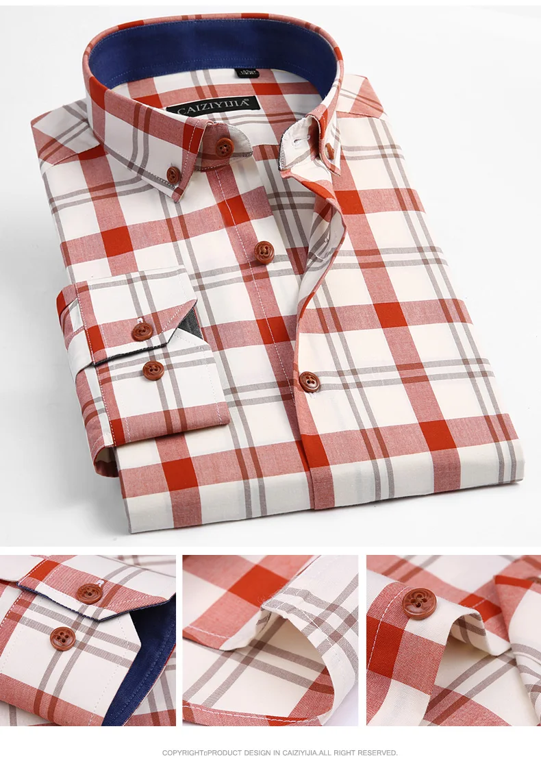 GREVOL хлопок плед рубашки для мужчин Smart casual мягкие рубашки с длинными рукавами мужские осенние повседневные рубашки