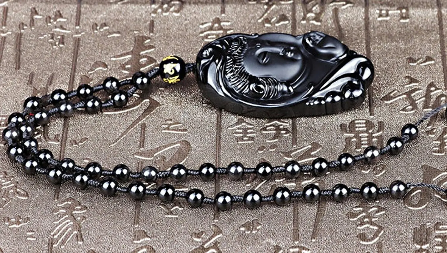 Ювелирные изделия Koraba ручной работы из натурального обсидиана Bodhisattva Kwan Yin Guan