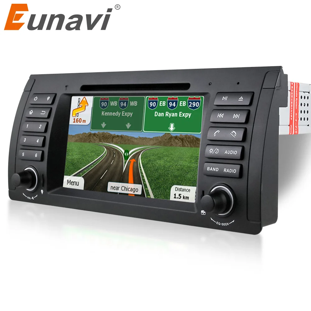 Eunavi 1 Din 7 дюймовый автомобильный DVD плеер для BMW E39 E53 X5 E38 dvd gps навигатор