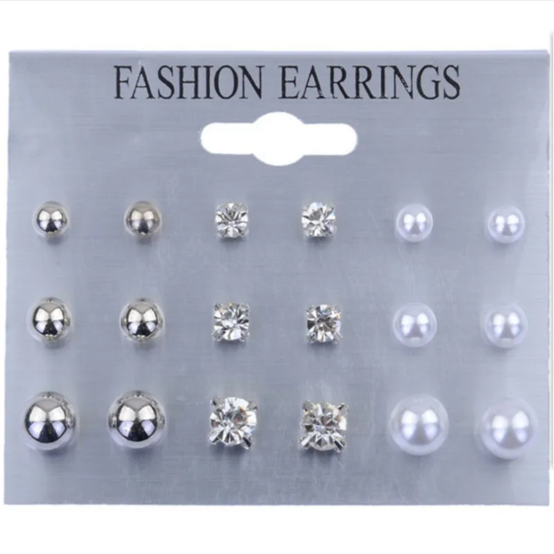 Бесплатная доставка модные женские ювелирные изделия 1 комплект/9 пар серег из