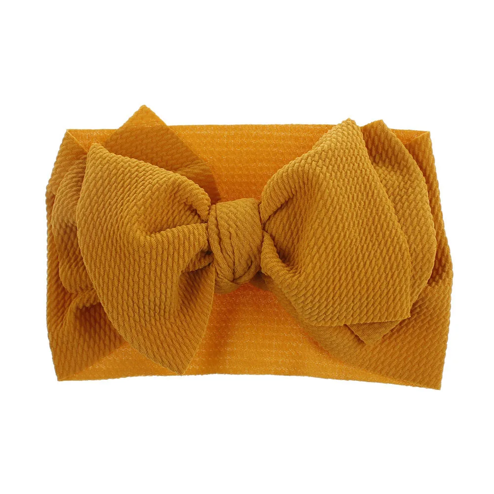 Mustard Новое поступление повязки голову-большой бант тюрбан Topknot нейлон мягкие эластичные повязки для волос ручной работы аксессуары для волос - Цвет: Mustard