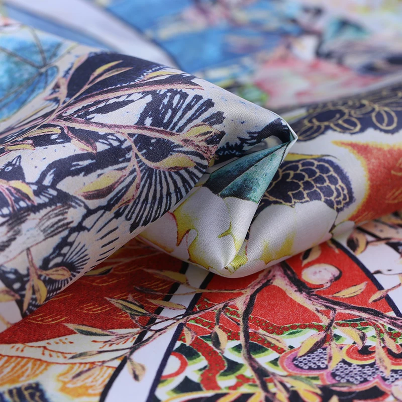 

Digital printing silk organza satin fabric 12mm crisp translucent awning dress chinese silk fabric wholesale silk cloth