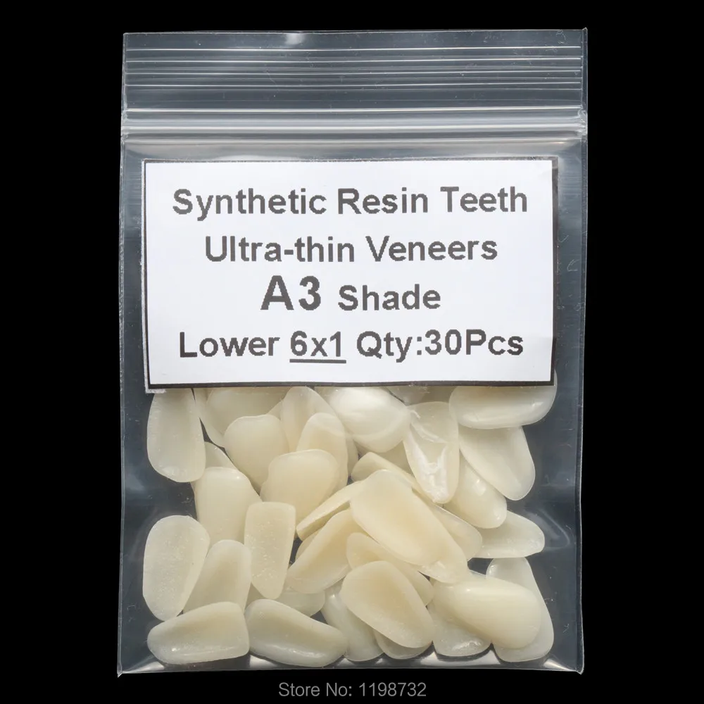 

3 Packs Dental A1/A2/A3 Shade Lower Anterior Composite Synthetic Resin Teeth Ultrathin Veneers Tooth Restorative Whitening