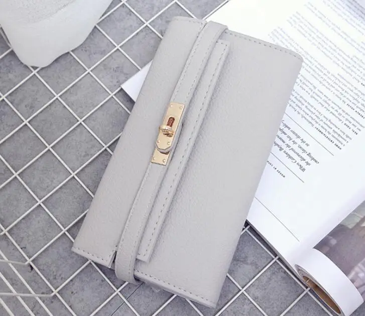 light grey wallets Модный кошелек с замком для дам, Женский кошелек, качественный кожаный кошелек, элегантные женские кошельки дамские сумочки, Женский кошелек C2272/l - Цвет: light grey wallets