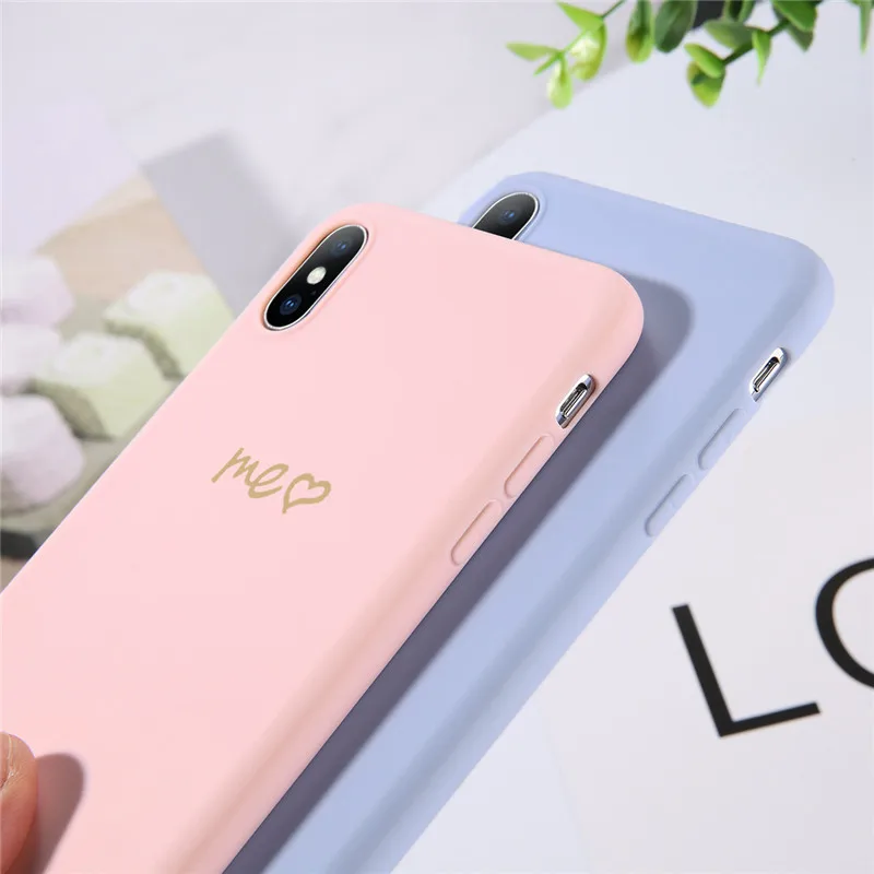 KJOEW пары любящее сердце чехол для iPhone X XS XR Xs Max 8 7 6 6s плюс Твердые Цвет Письмо