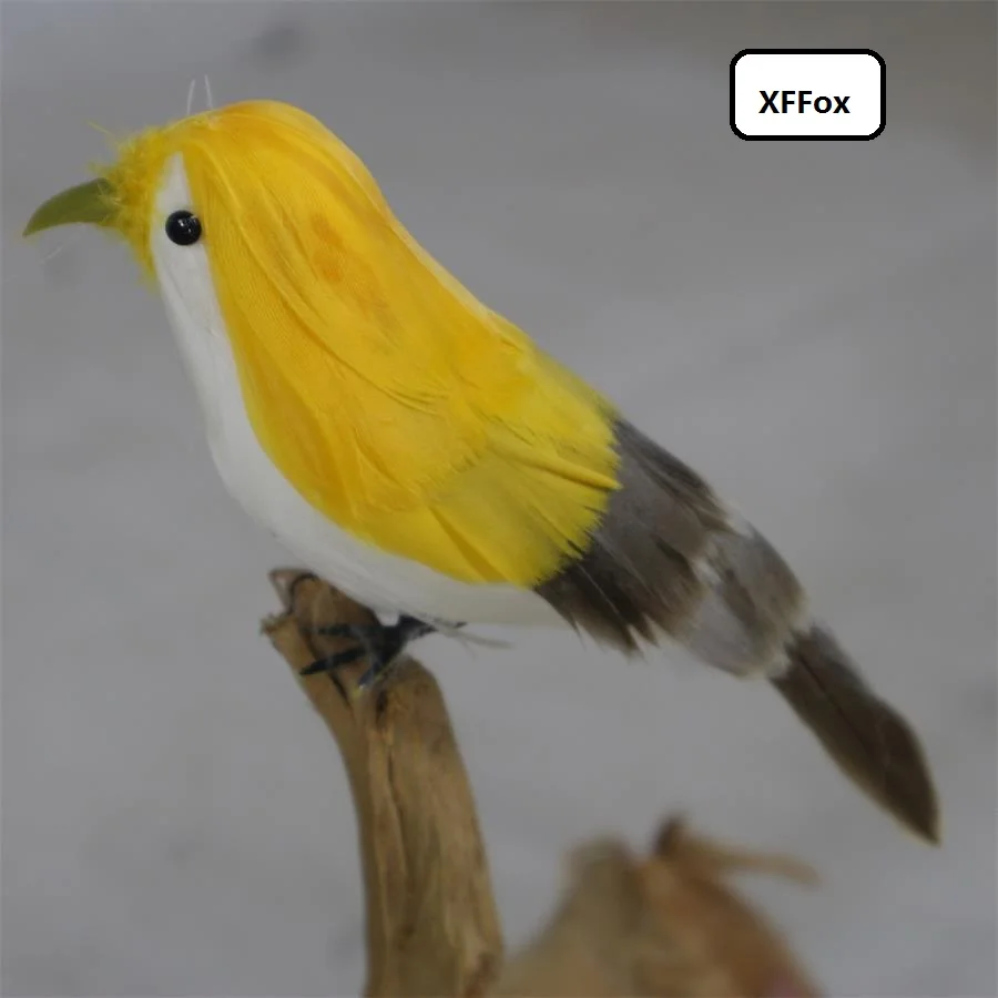 

Симпатичная модель желтой и серой птицы из пенопласта и меха реальная жизнь маленькая птица кукла подарок около 15 см xf1124