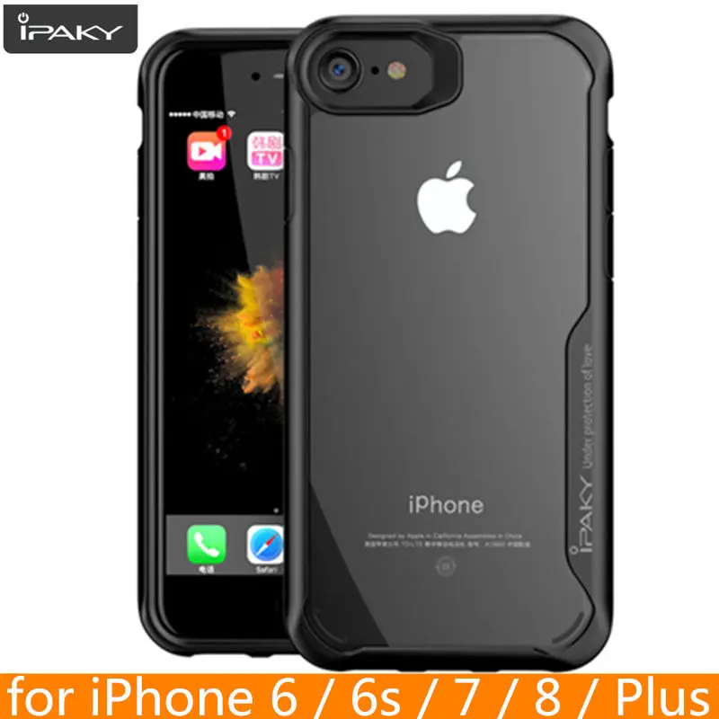 Чехол для iPhone 8 Plus IPAKY 6 6s 7 XR XS MAX силиконовый акриловый Гибридный противоударный