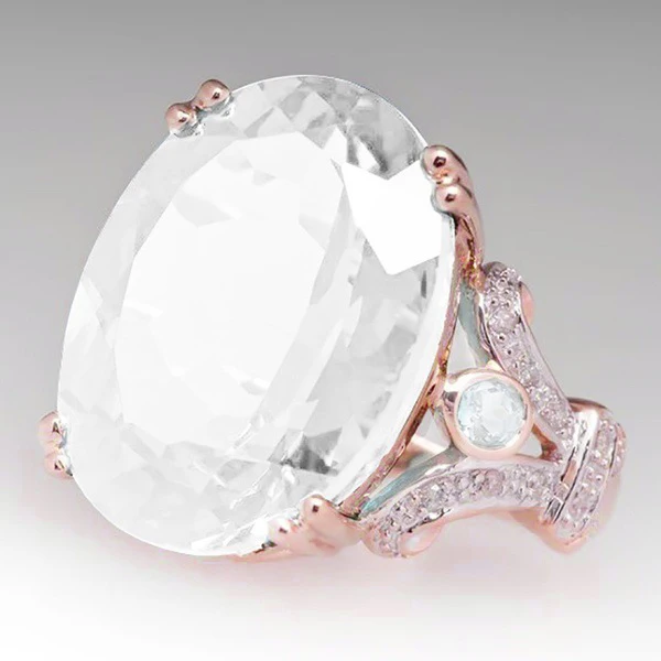 Rose Gold White 4 Двойное яркое простое многоцветное овальное циркониевое желтое розовое золото обручальное кольцо для женщин модное ювелирное изделие KCR194 - Цвет основного камня: Rose Gold White 4