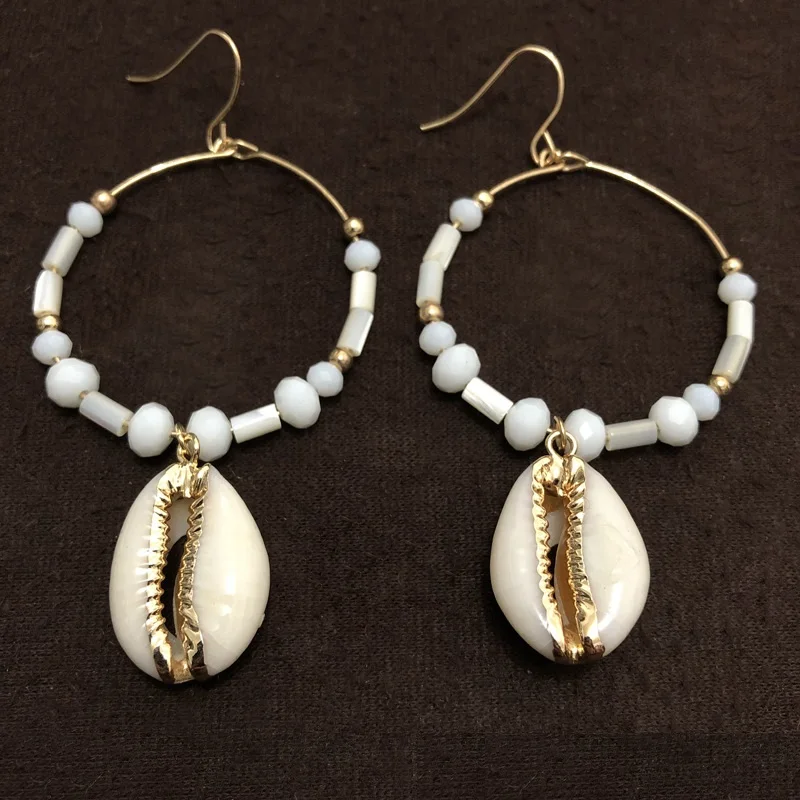 Новые милые модные женские серьги в богемном стиле большие круглые капли