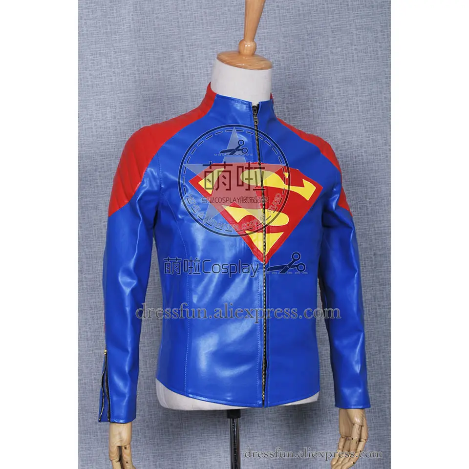 Костюм для косплея Супермена Кларка Кента куртка из искусственной кожи синего