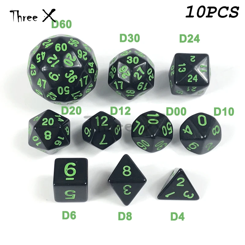 101 шт многогранные игральные кости плюс Чехол, 13 комплектов D4 D6 D8 D10 D10% D12 D20, 1 набор D4-D60 для настольной игры RPG DND