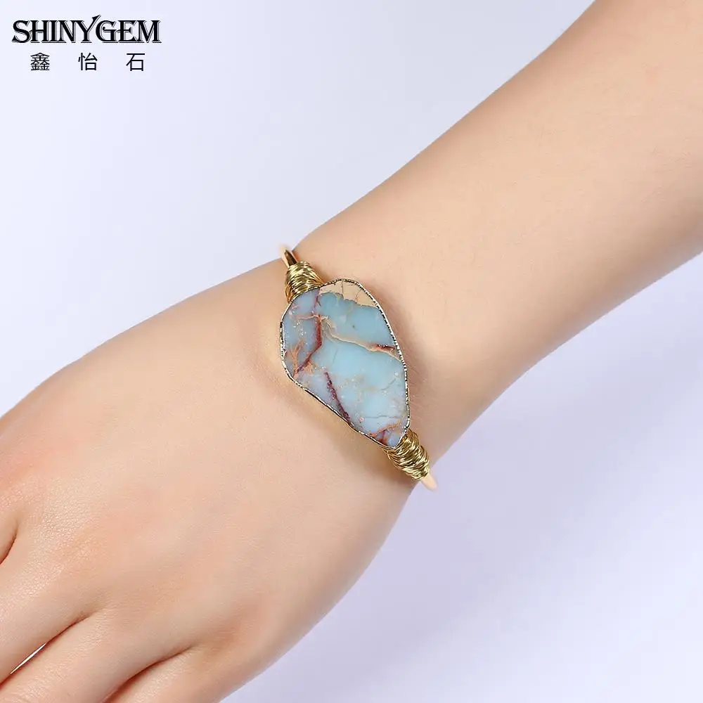ShinyGem винтажные нерегулярные натуральные морские осадочные браслеты с яшмой
