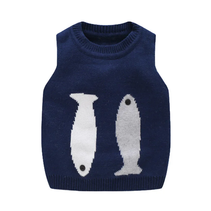 Royal Blue Детский свитер с рисунком из мультфильма; жилет с овечкой; милый детский жилет; вязаный свитер с круглым вырезом для девочек; Повседневный жилет для мальчиков; свитер; одежда для маленьких мальчиков - Цвет: Royal Blue