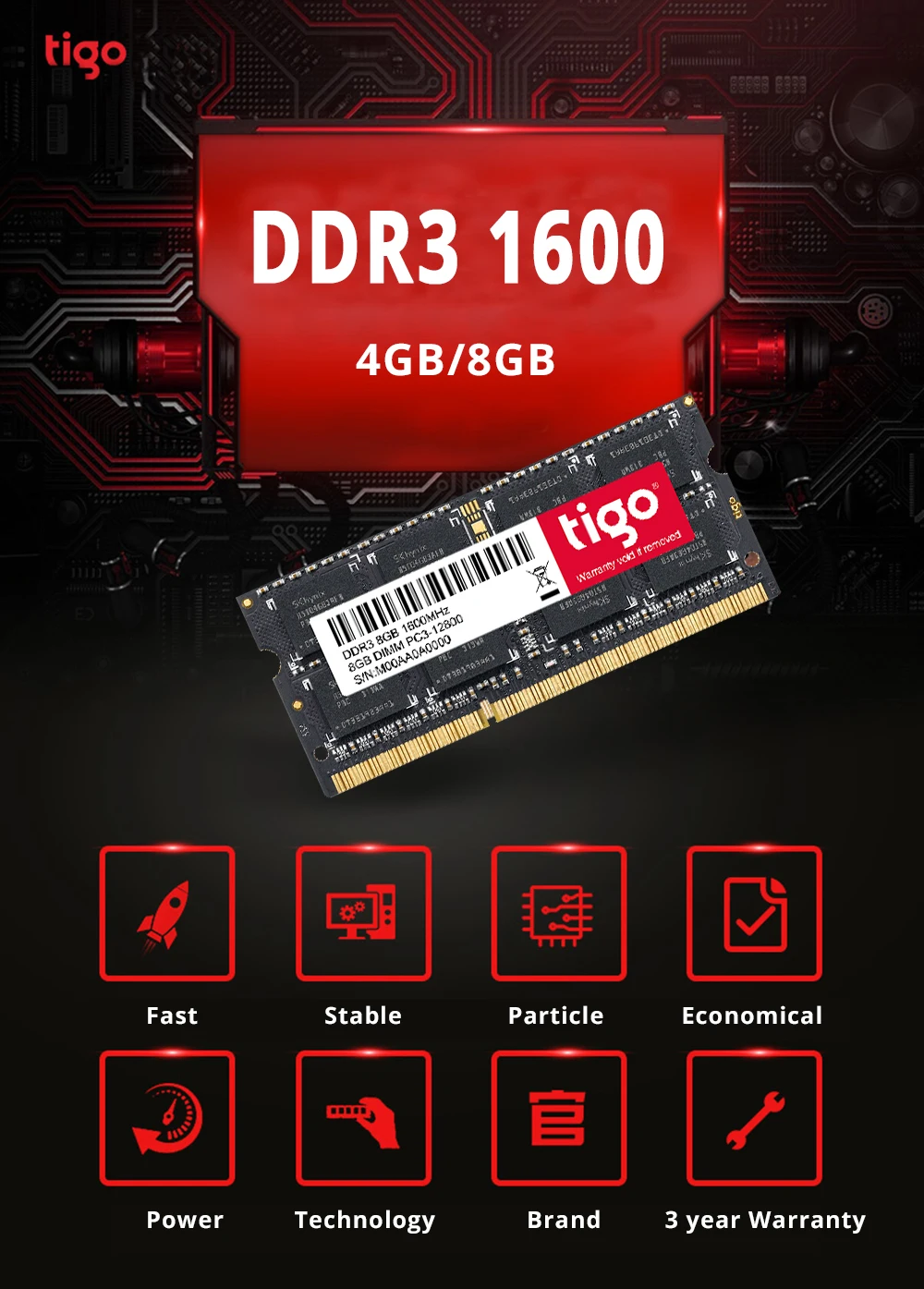 Tigo ноутбук DDR3 ОЗУ память 8 Гб Память SoDIMM DDR 3 8 Гб 1600 МГц 1333 МГц высокое качество