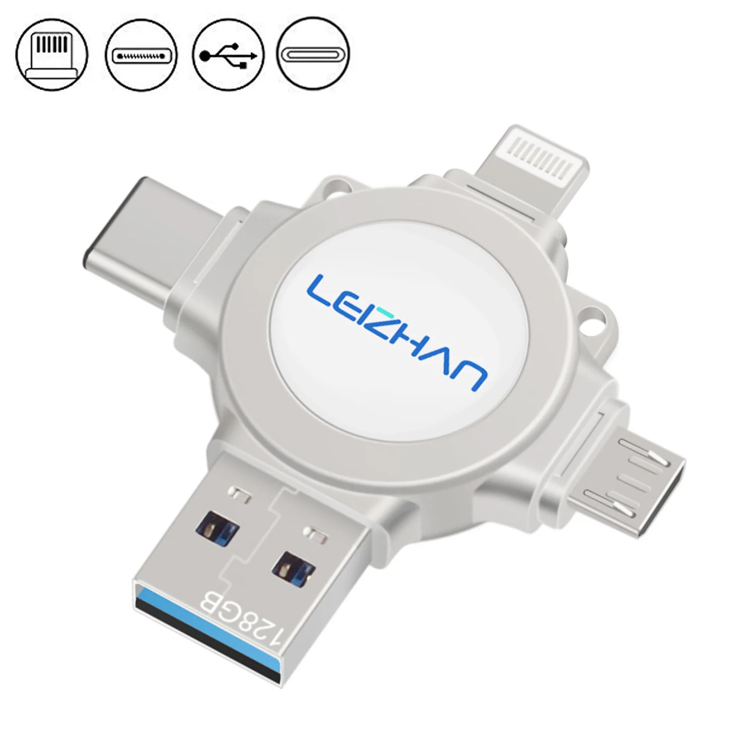 Metal LEIZHAN USB флеш-накопитель для iPhone xr x 8 7 6s 6 5S Lightning type-C Флешка для samsung GALAXY S8 huawei nova 2 P10 Nubia Z17 - Цвет: Metal