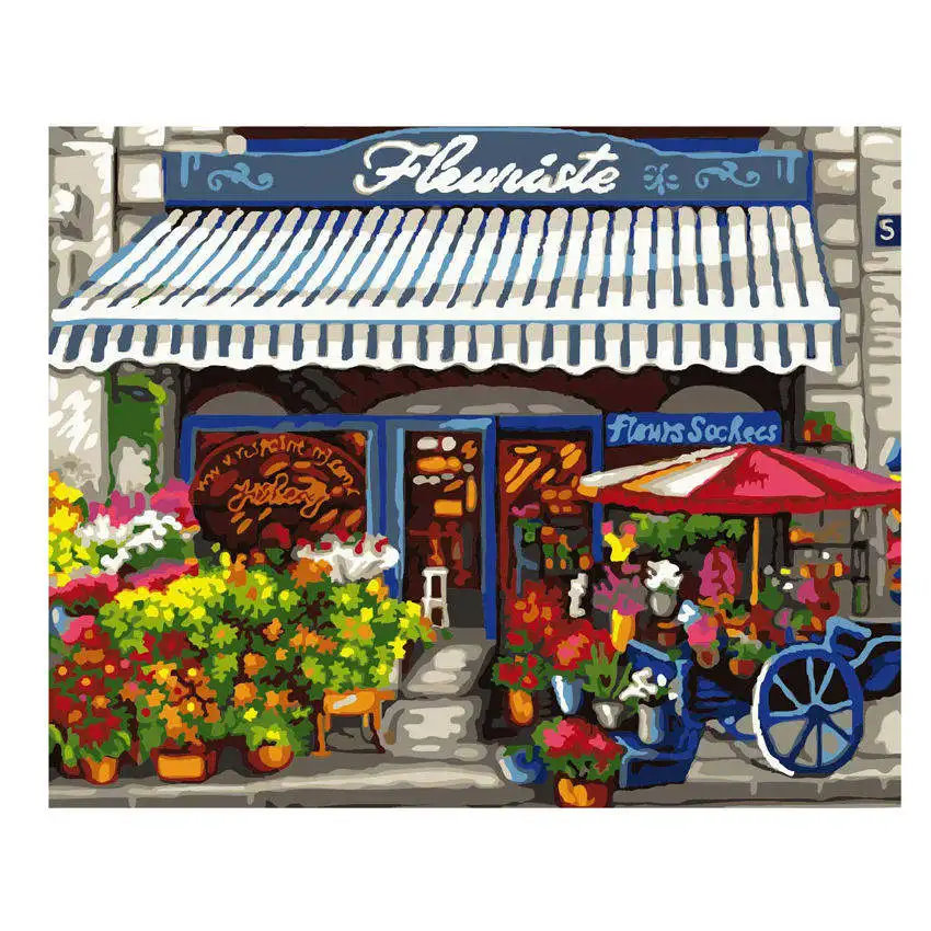 store Painting 15 DIY Рисование на холсте для украшения стен, краска по номерам 40x50 см, спортивный автомобиль, набор для рисования цифр для взрослых - Цвет: store Painting 15