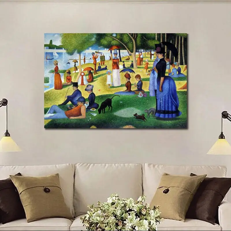 Знаменитые работы Жорж сеурат картины в День Воскресенья на остров La Grande Jatte масло на холсте Ручная роспись