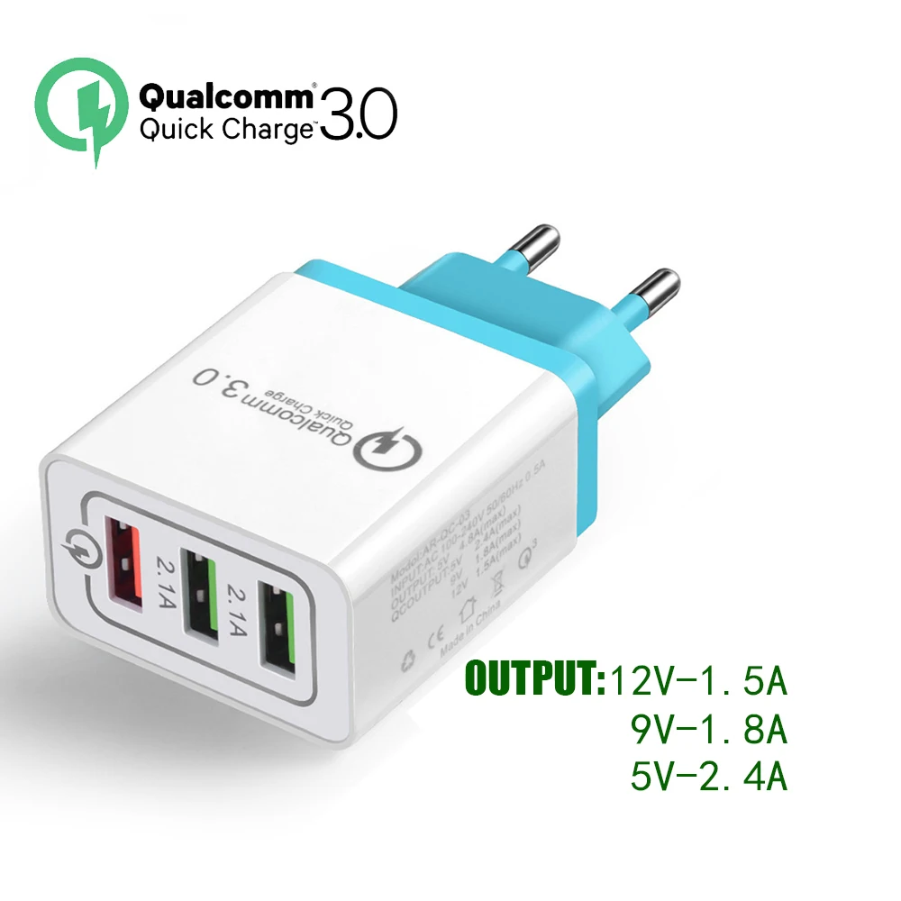 3 Порты 18 Вт Портативный Путешествия стены USB Зарядное устройство Quick Charge QC 0 2 Fast