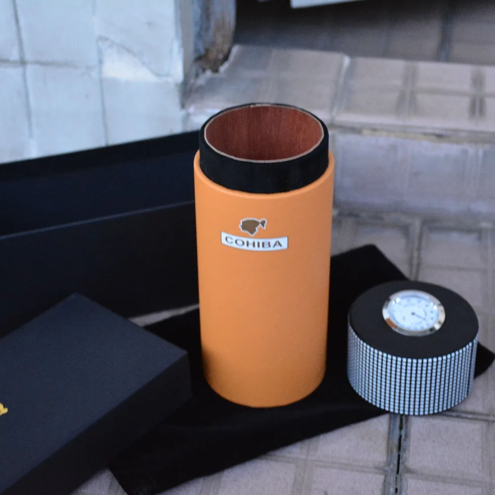 Кожаный чехол для сигар COHIBA футляр с отделкой из испанского кедра дорожная
