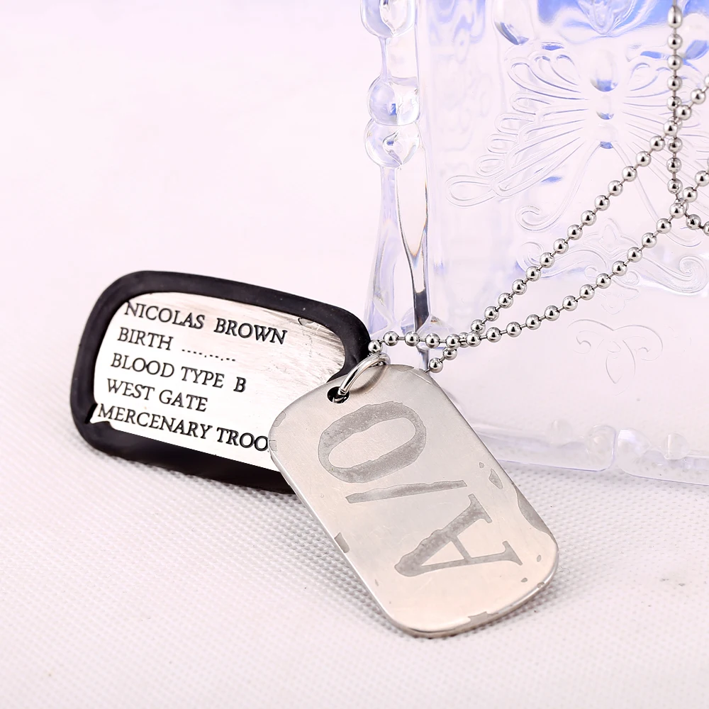 Nicolas Brown Dog Tags Necklace GANGSTA Alloy Charm Pendant for