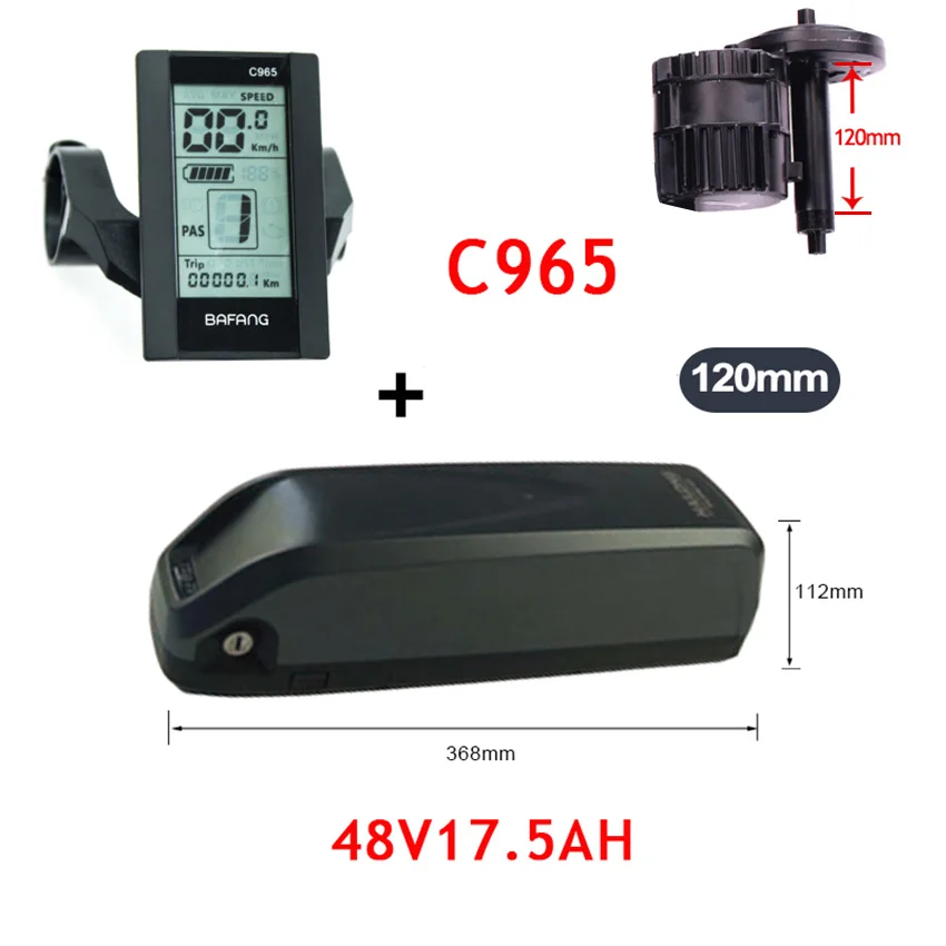 48V 1000W Bafang комплект для переоборудования электрического велосипеда с Батарея BBS Mid мотор для велосипеда Байк, способный преодолевать Броды Conversion Kit для горного велосипеда - Цвет: 1000W17.5AH 120MM965