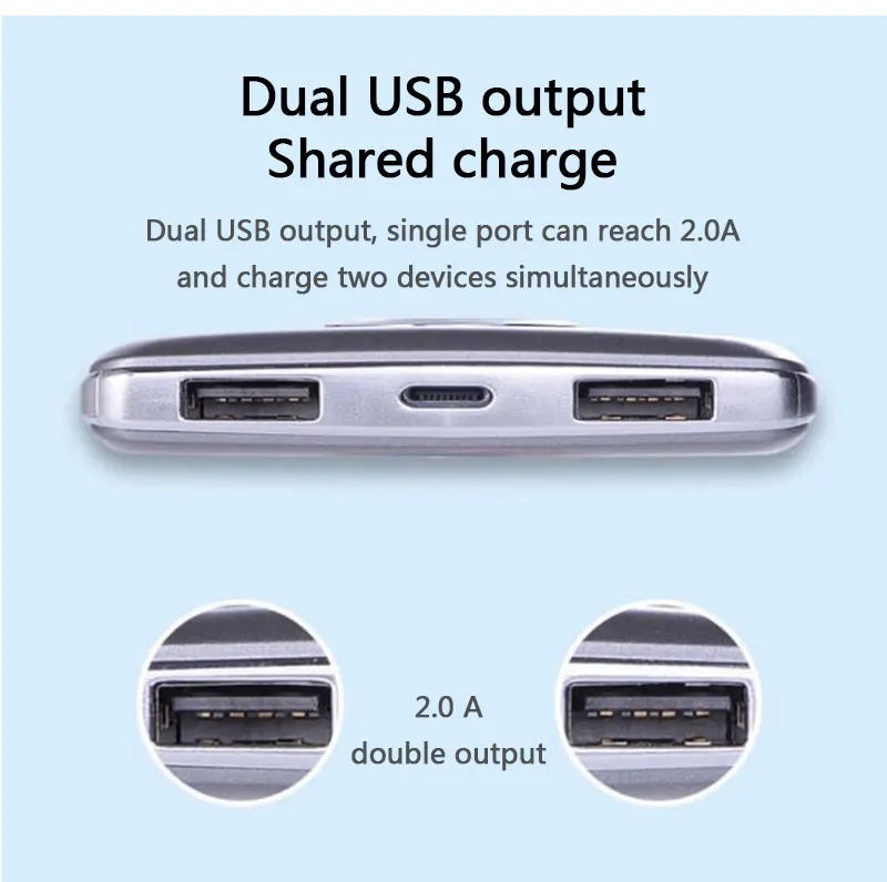 Внешний аккумулятор, 20000 мА/ч, двойной USB ЖК-дисплей, внешний телефон, портативное зарядное устройство для iphone 7 plus, xiaomi 8 honor