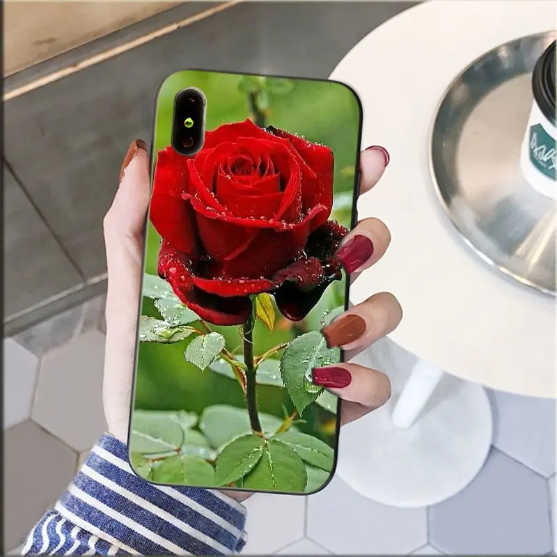 Yinuoda красный розовый ТПУ мягкий силиконовый черный чехол для телефона iPhone 5 5Sx 6 7