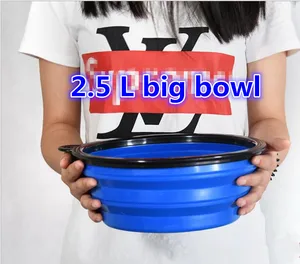 E28 2.5L Большая складная силиконовая миска для питомцев Складная портативная миска для собак миска для питьевой воды миска для корма пищи