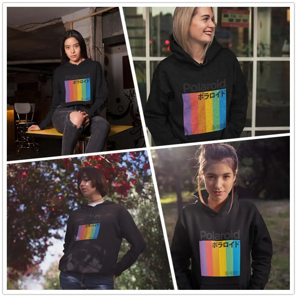 Японская модная Толстовка в стиле хип хоп японские толстовки Polaroid милые с