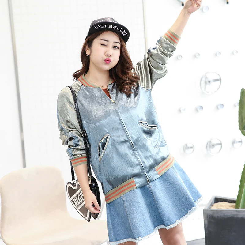 2018 Модные женские весенне-осенние куртки-бомбер в Корейском стиле Harajuku Свободные