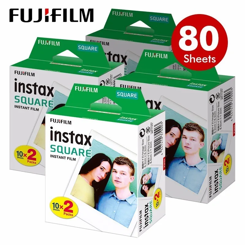 80 Sheets Оригинальная Fujifilm Instax квадратная мгновенная белая пленка 10 до 100 листов для Fuji SQ10 6 20 SP2 Гибридный формат камер - Цвет: 80 Sheets