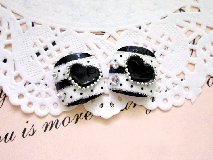 Черный + белый горошек 24 шт./компл. 3D горный хрусталь Украшение Готовые накладные