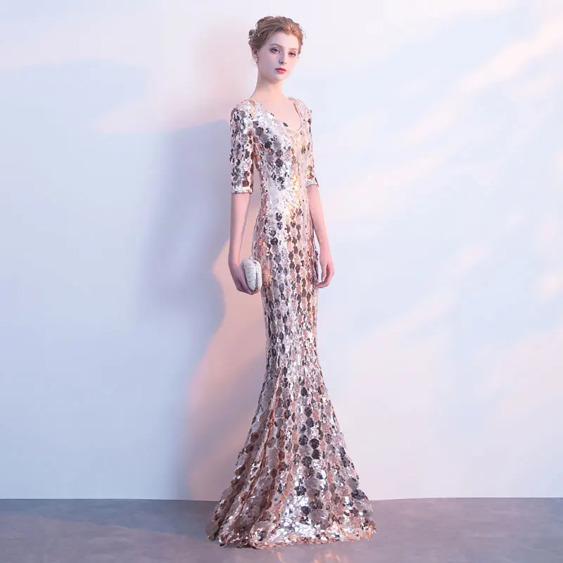 FADISTEE Новое поступление пикантные вечерние платья Vestido de Festa ТРАПЕЦИЕВИДНОЕ платье для выпускного вечера; Robe De Soiree Половина рукава блесток кружева
