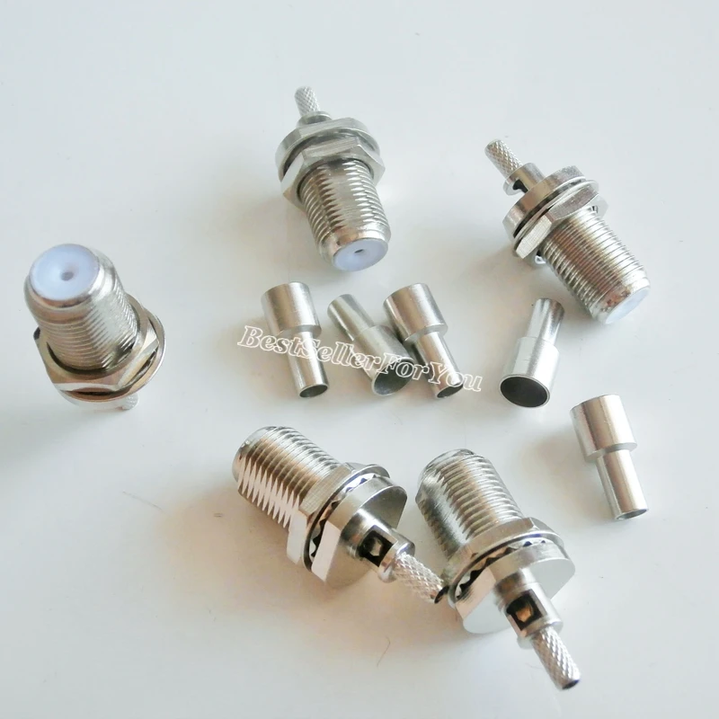 10PCS F Female Nut Bulkhead Window Straight Crimp RG174 RG316 RG179 Cable RF Connector | Обустройство дома